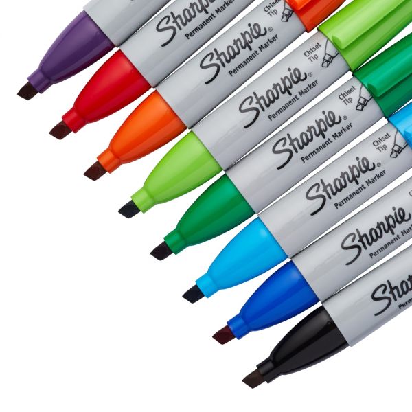 Sharpie Chisel Tip Permanent Marker, Medium Chisel Tip, Assorted Colors, 8/Set SpadezStore