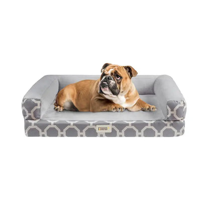 Modern Gray Dog Bolster Pet Bed Rectangular Couch SpadezStore