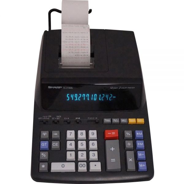 Sharp EL2196BL Two-Color Printing Calculator, Black/Red Print, 3.7 Lines/Sec SpadezStore