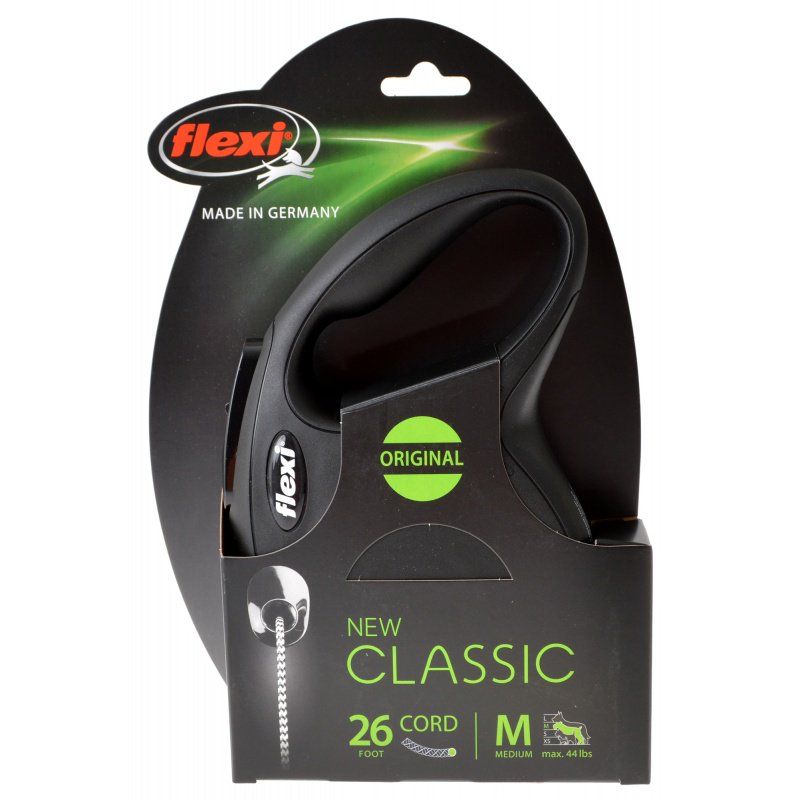 Flexi New Classic Retractable Cord Leash - Black SpadezStore