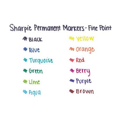 Sharpie Fine Tip Permanent Marker, Fine Bullet Tip, Assorted Colors, 12/Set SpadezStore