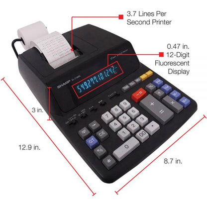 Sharp EL2196BL Two-Color Printing Calculator, Black/Red Print, 3.7 Lines/Sec SpadezStore